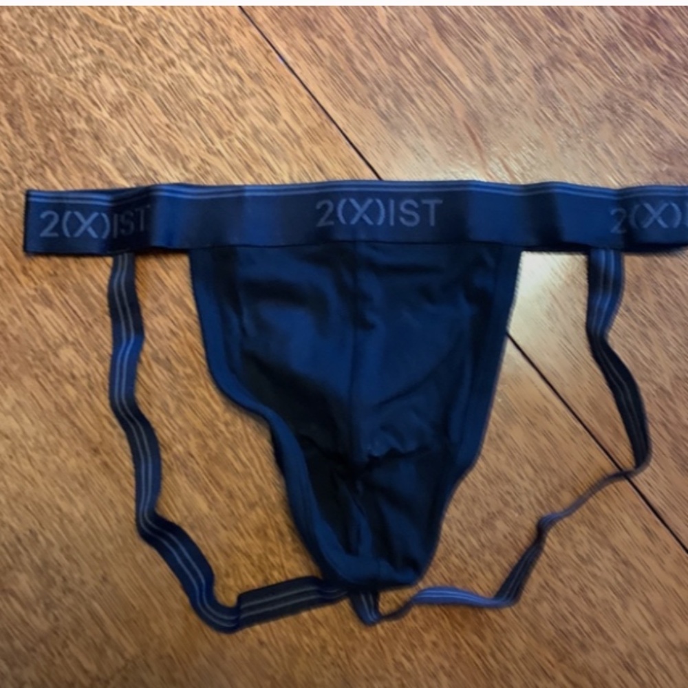 Black Large NEW 2(x)ist Jock Black w/striped waistband Jockstrap 2xist 2exist